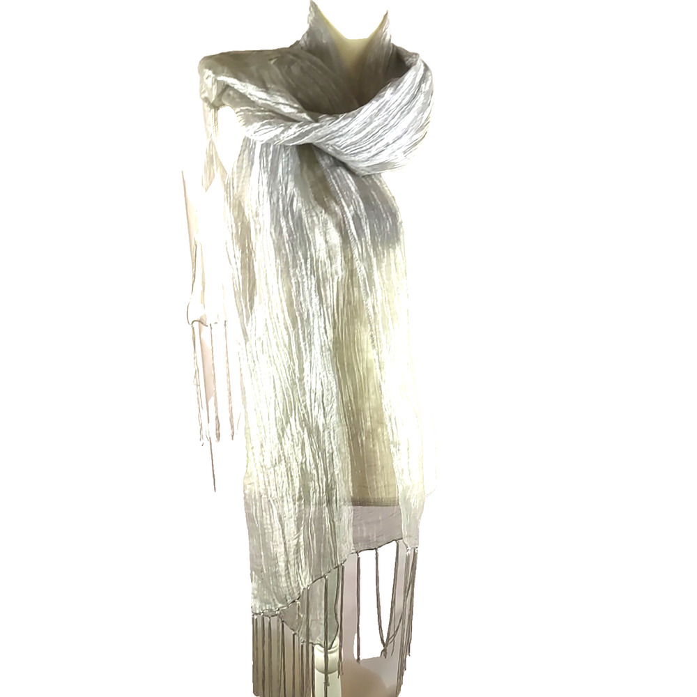 Collection XIIX Women's Shimmer Metallic Evening Wrap Scarf 72 X 20 Fringe